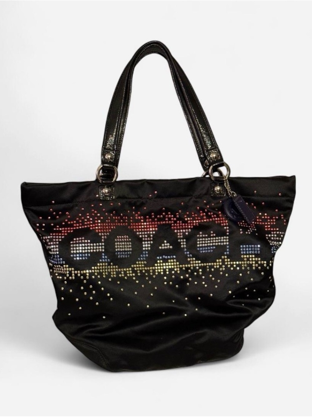 COACH Black Tote with Multicolor Studded Logo
